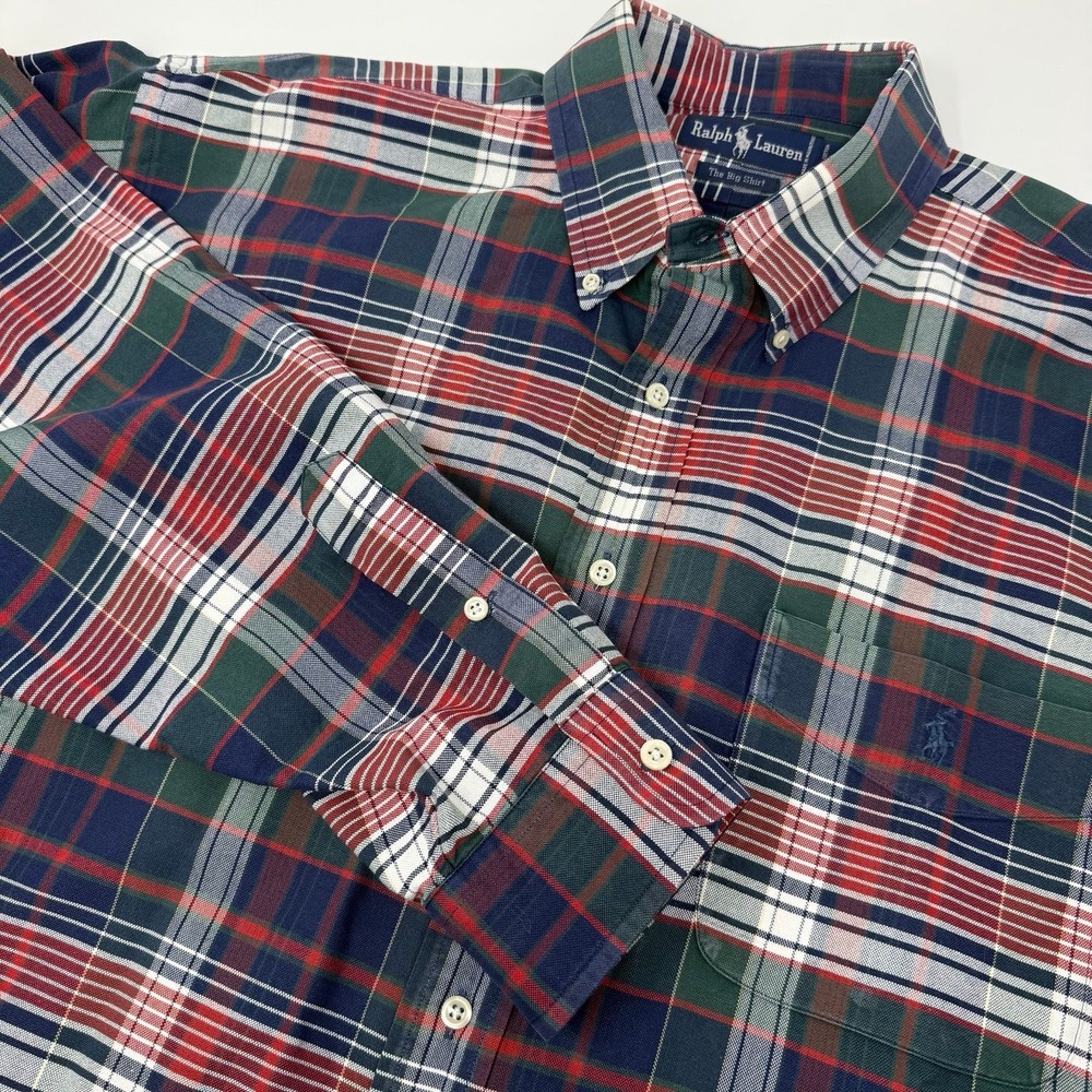 Ralph Lauren Polo Mens "Big Shirt " Plaid Button Front Dress preppy y2k XL